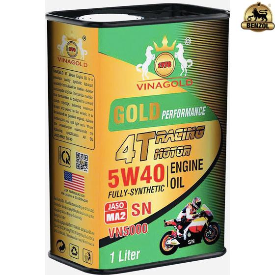 Dầu nhớt động cơ tổng hợp ho&agrave;n to&agrave;n Vinagold 4T Racing Motor 5W40