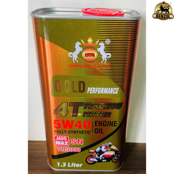 Nhớt VINAGOLD 1.3L API.SN 5W40 MA2 Lon vu&ocirc;ng