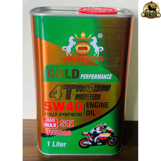 Nhớt VINAGOLD 1liter  API.SN 5W40 MA2 Lon vu&ocirc;ng