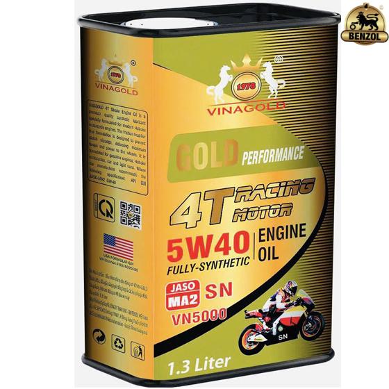 Dầu nhớt động cơ xe m&aacute;y tổng hợp ho&agrave;n to&agrave;n Vinagold 4T Racing Motor 5W-40.